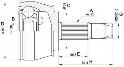 OPEN PARTS cvj537510 -  Шарнирный комплект, приводной вал